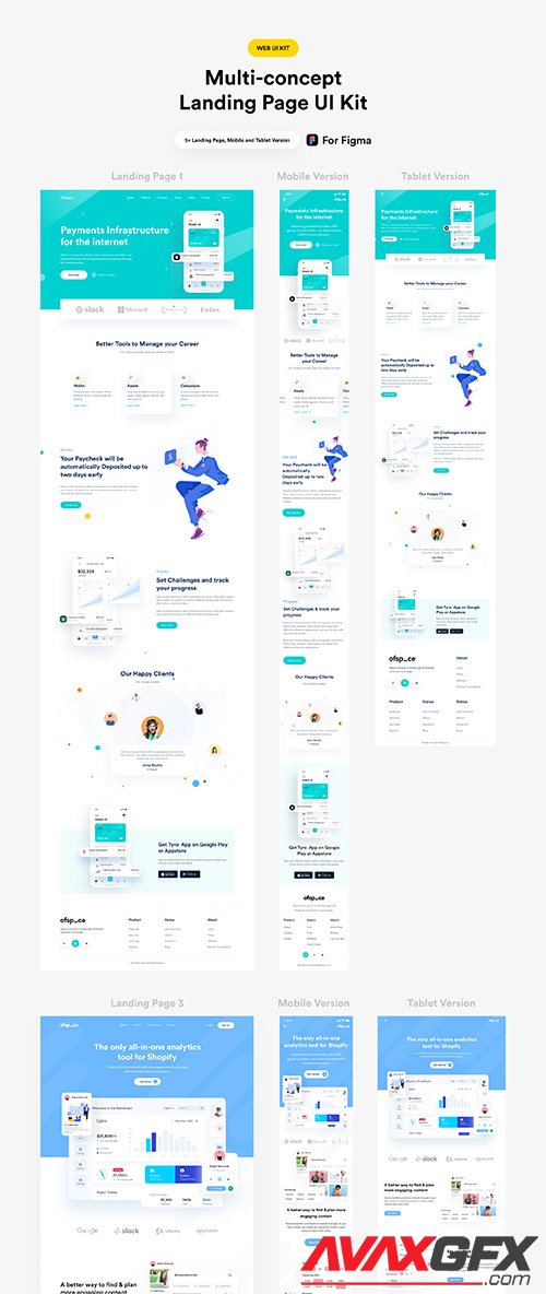 Multi-concept Landing page UI Kit