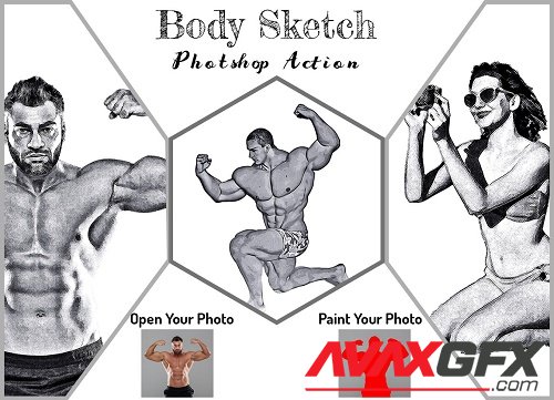 Body Sketch Photoshop Action - 6334657