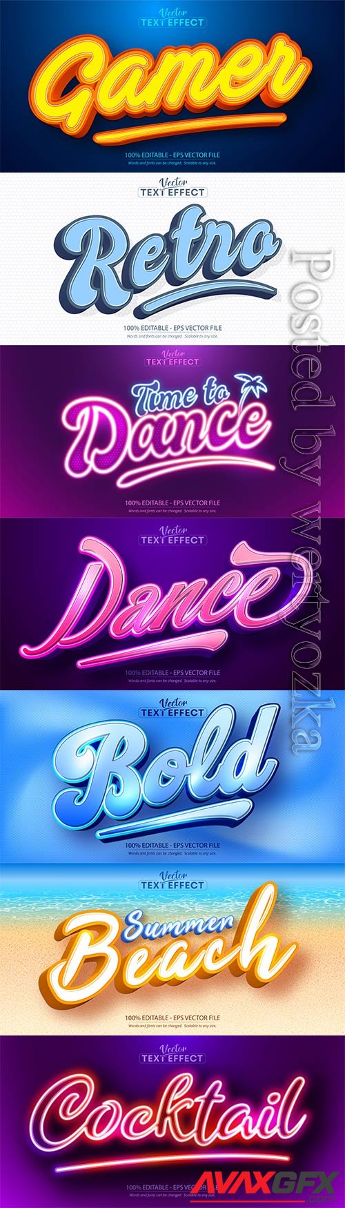 3d editable text style effect vector vol 720