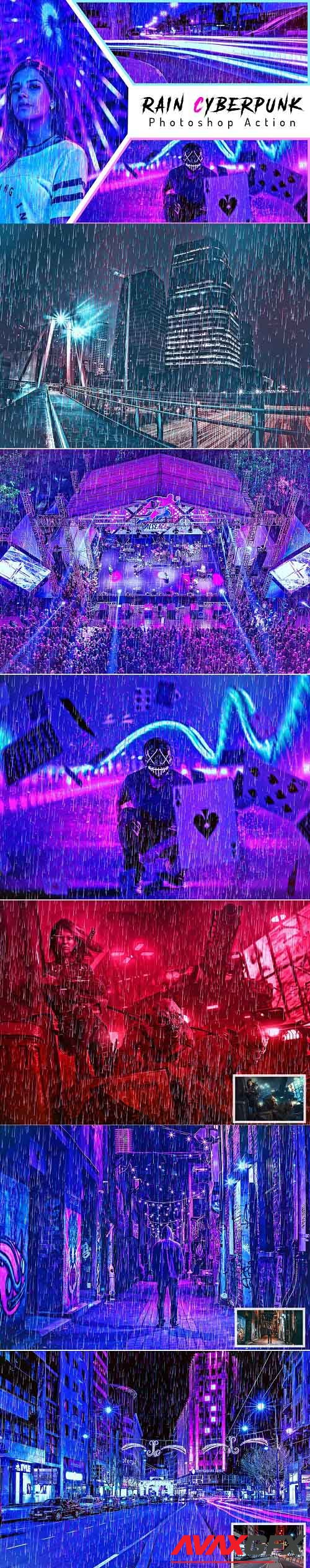 Rain Cyberpunk Photoshop Action - 6343017