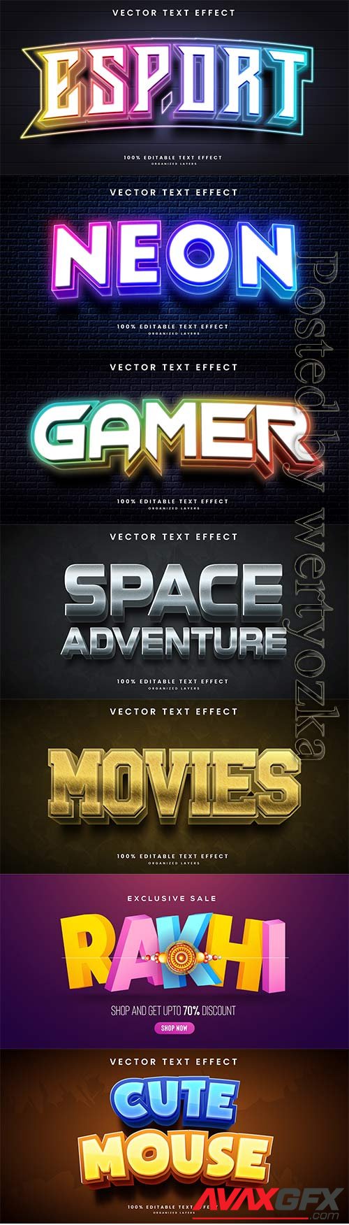 3d editable text style effect vector vol 748