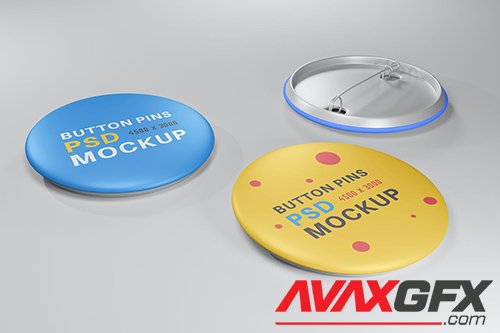 Realistic buttons pin design mockup NSM62KZ