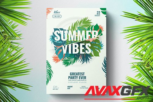 Green Floral Summer Flyer Template TYPSS4U