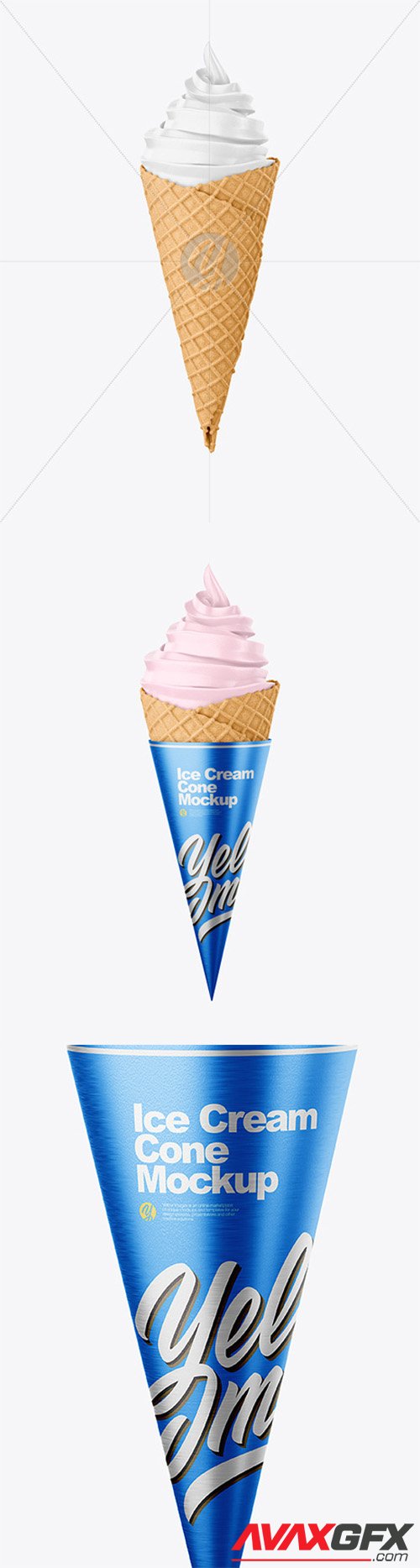 Ice Cream Waffle Cone with Metallic Label Mockup 85160 TIF