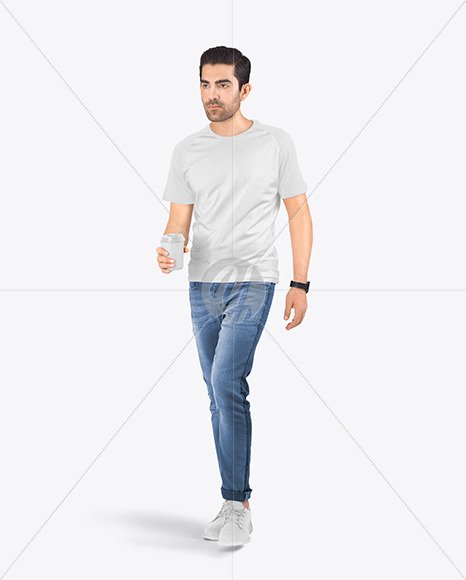 Man in a Raglan T-Shirt and Jeans Mockup 73737