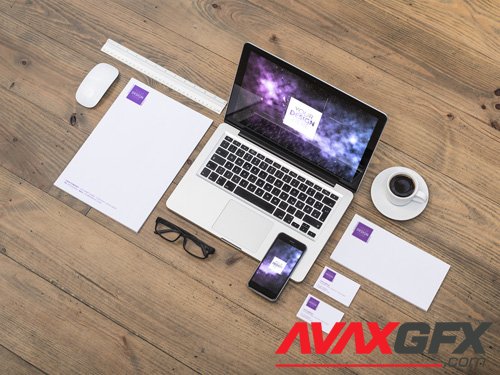 Multiple Devices and Stationery Mockup on Wooden Table 4