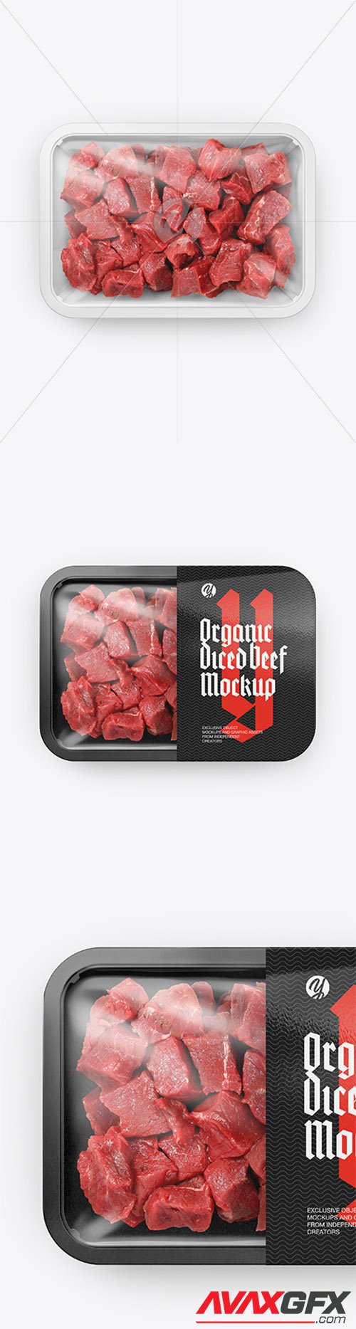 Plastic Tray With Diced Beef Mockup 83396 TIF