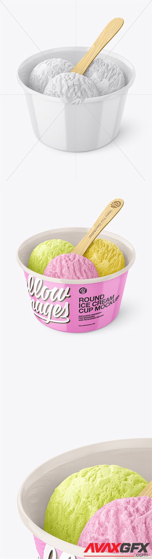Glossy Ice Cream Cup w/ Wooden Stick Mockup 83475 TIF
