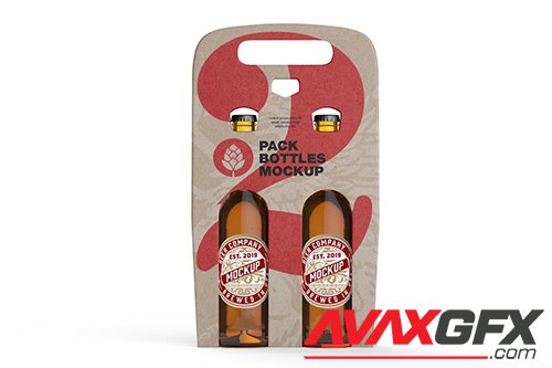 Kraft Paper Pack Beer Bottle Carrier Mockup NQKV8WE