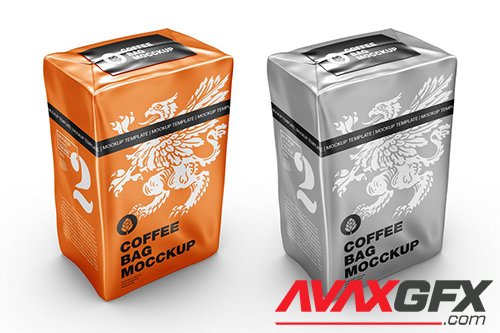Metallic Paper Coffee Bag Mockup NPL4UWS