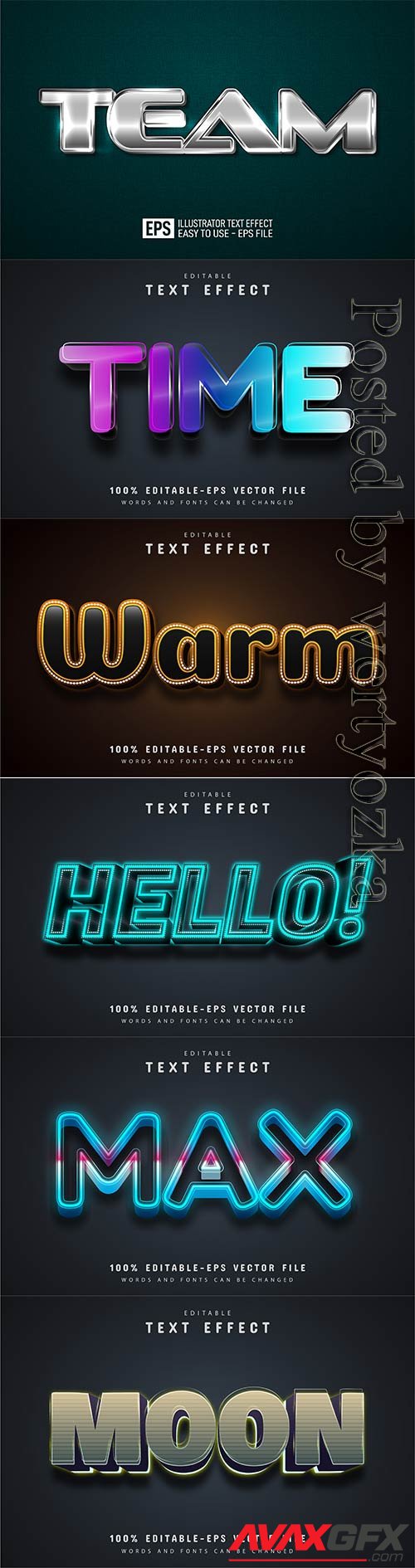 3d editable text style effect vector vol 789