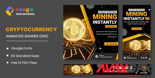 CodeCanyon - Cryptocurrency Bitcoin Animated Banner Google Web Designer v1.0 - 33287820