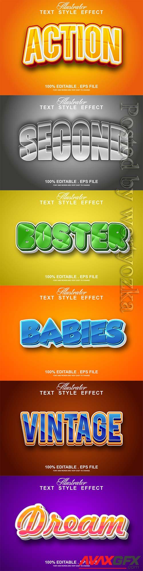 3d editable text style effect vector vol 809