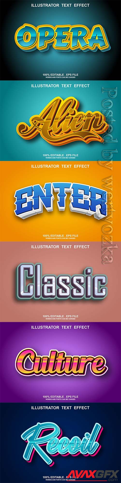 3d editable text style effect vector vol 804