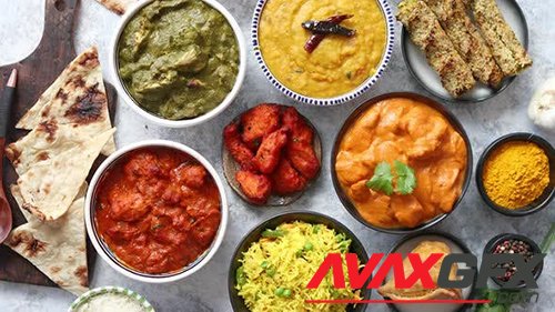 Assorted Indian Various Food with Spices Rice and Fresh Vegetables 32772610