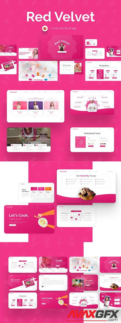 Red Velvet Food And Beverage PowerPoint Template TBYN4KH