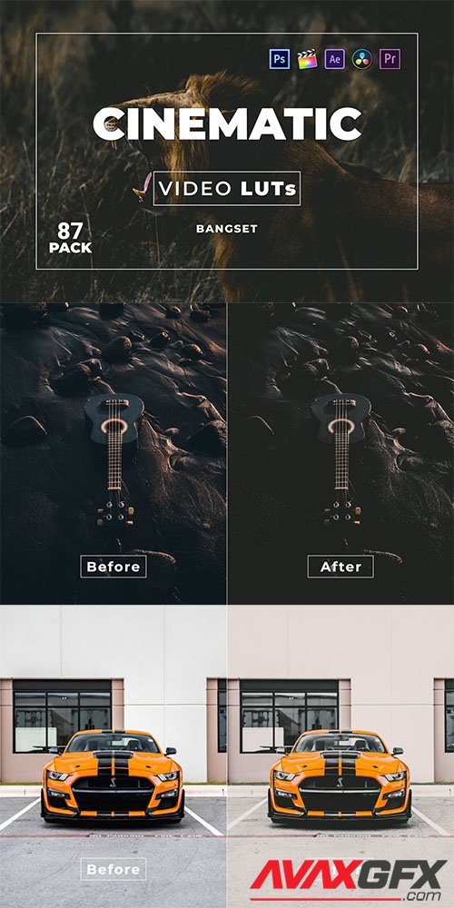 Bangset Cinematic Pack 87 Video LUTs TU6KT2B