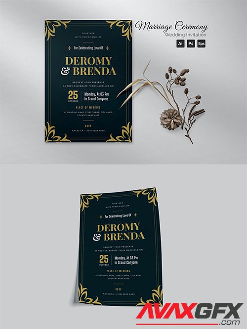 Marriage Ceremony Wedding Invitation 7WG5VFU