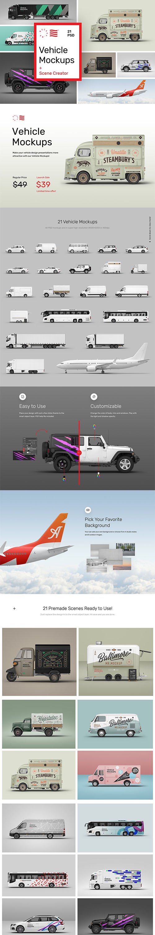 CreativeMarket - Vehicle Mockups - Car Mockups 5933647