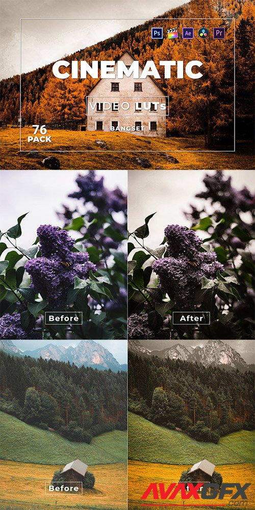 Bangset Cinematic Pack 76 Video LUTs 4YKU4QA