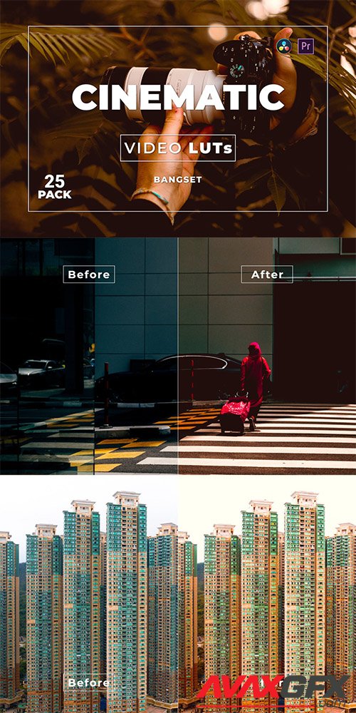 Bangset Cinematic Pack 25 Video LUTs Z5PK6FN