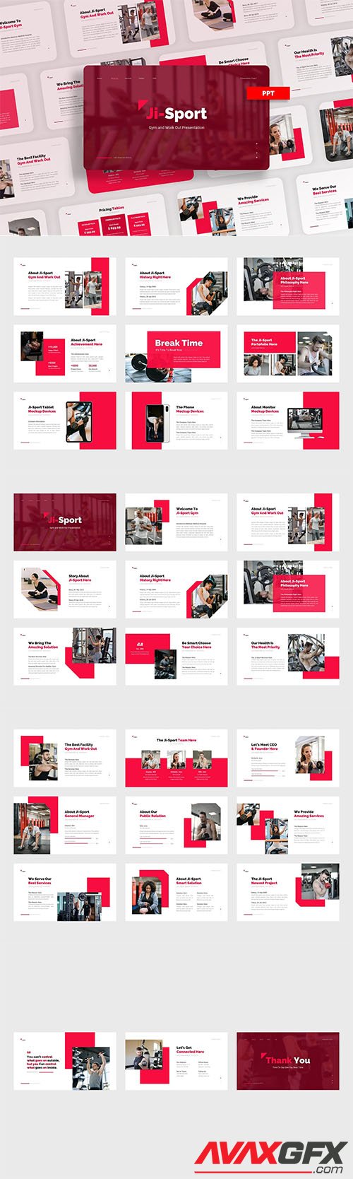 Ji-Sport Gym and Work Out - Powerpoint, Keynote and Google Slides Template