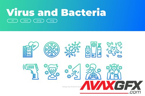 30 Virus and Bacteria Icons - GRADIENT VYCFXZ2