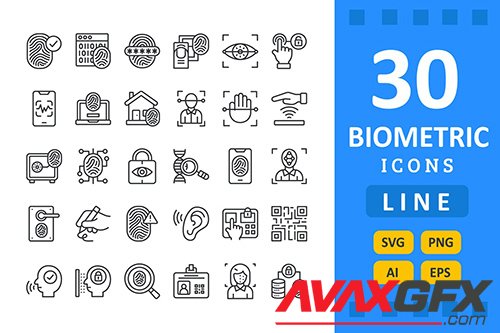 30 Biometrics Icons - Line KAZ23VX