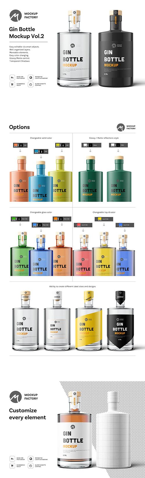 CreativeMarket - Gin Bottle Mockup Vol.2 6181405