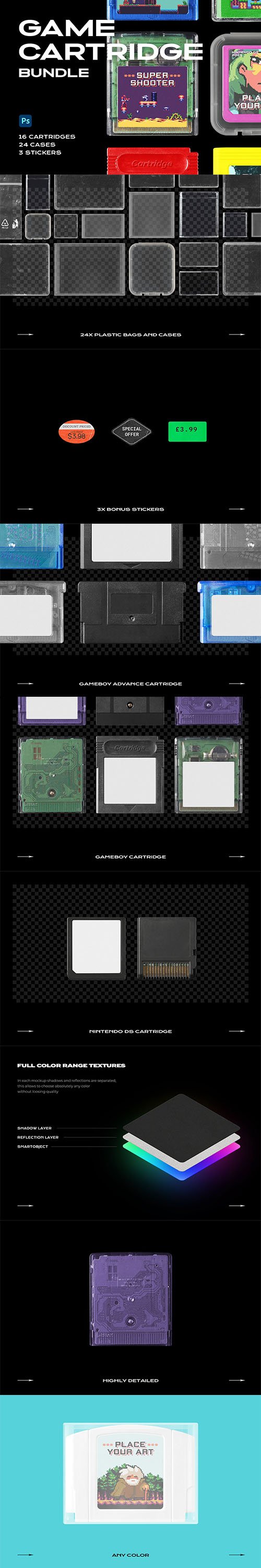 CreativeMarket - Game Cartridge Mockup Bundle Retro 6178588