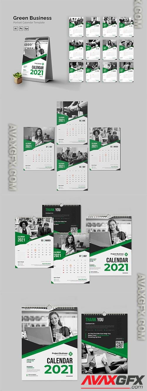 Green Business Calendar Portrait X3AMEPT