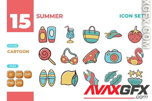 Summer Icon Set (Cartoon Style) #02 4NH5U8C