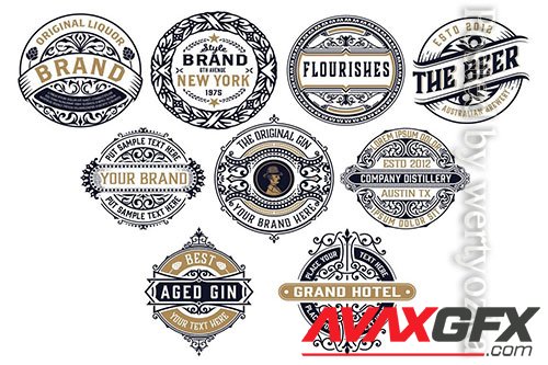 CM - Set of 9 Vintage Logos and Badges 6004212