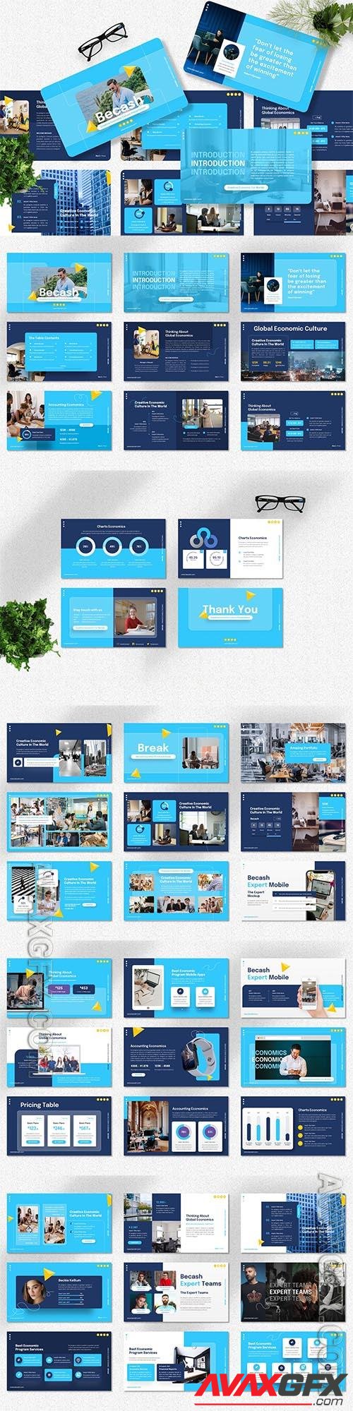 Becash - Creative Economic Powerpoint, Keynote and Google Slides Template
