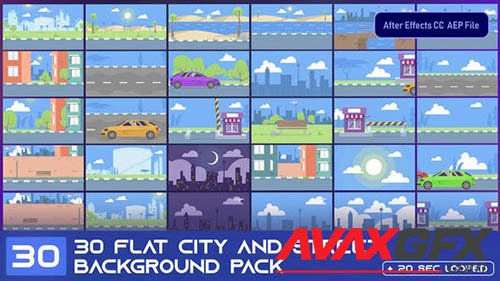 30 Flat City and Street Background Pack - AE 33314291 (VideoHive)