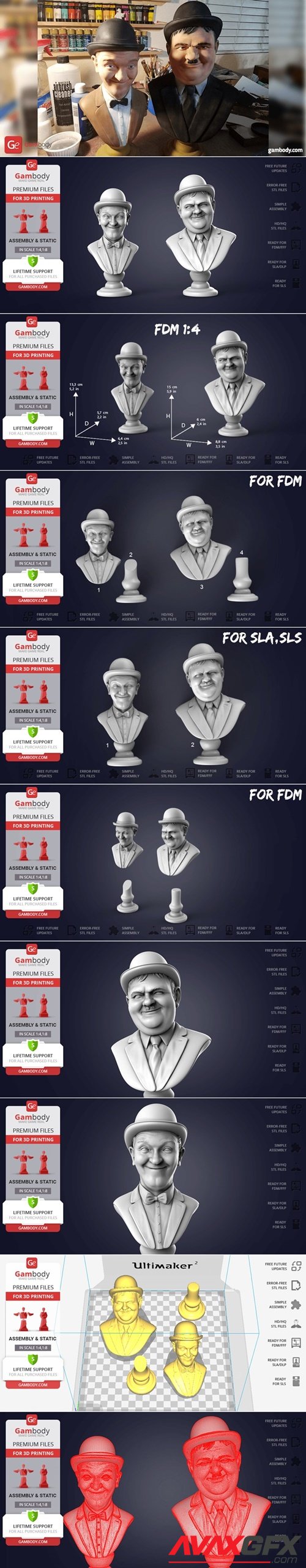 Laurel and Hardy Busts – 3D Printable STL