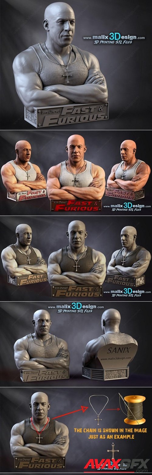 Vin-Diesel-Bust – 3D Printable STL