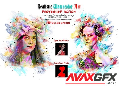 Realistic Watercolor Art PS Action - 6369372
