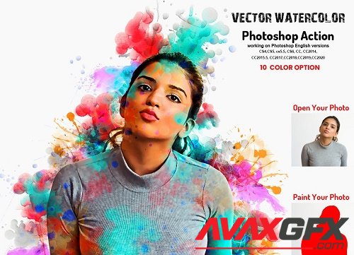 Vector Watercolor Photoshop Action - 6373794