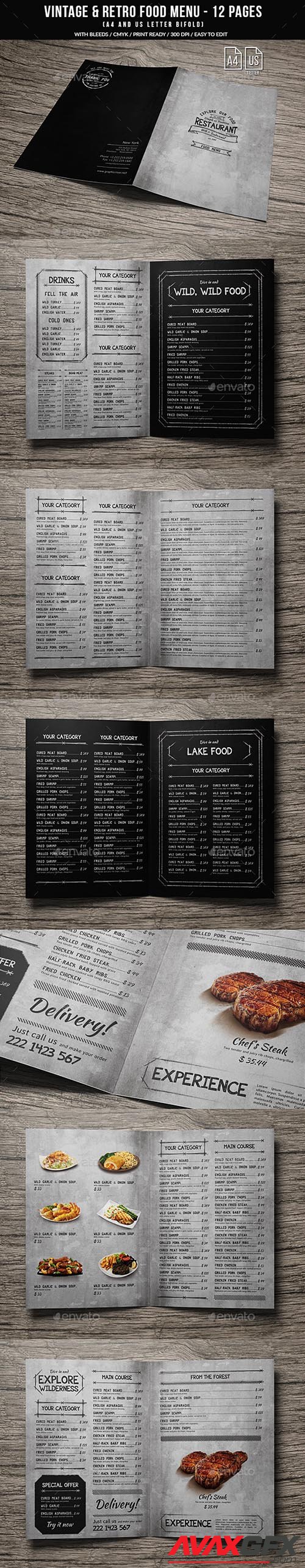 Graphicriver - Vintage And Retro Bifold Menu A4 & US Letter - 12 pgs 20709252