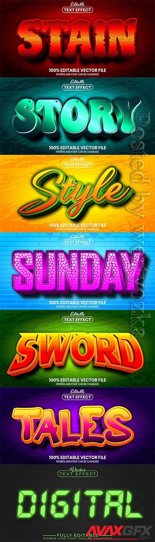 3d editable text style effect vector vol 844