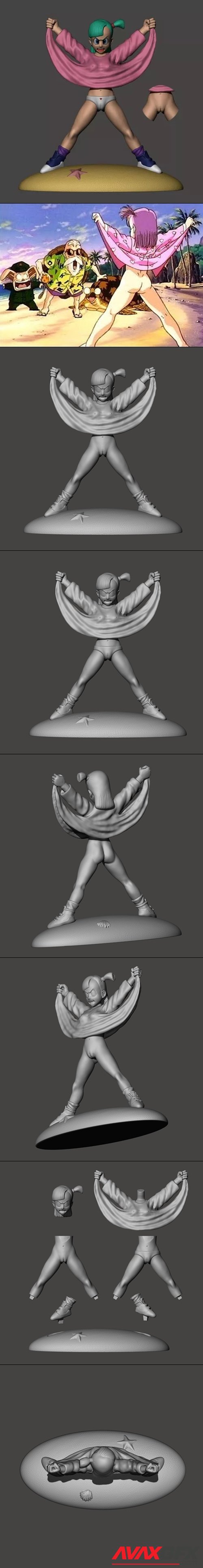 Bulma flashes Master Roshi – 3D Printable STL