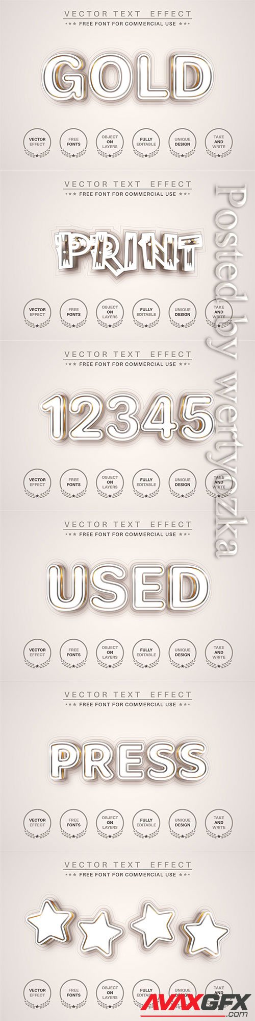 Gold line - editable text effect, font style