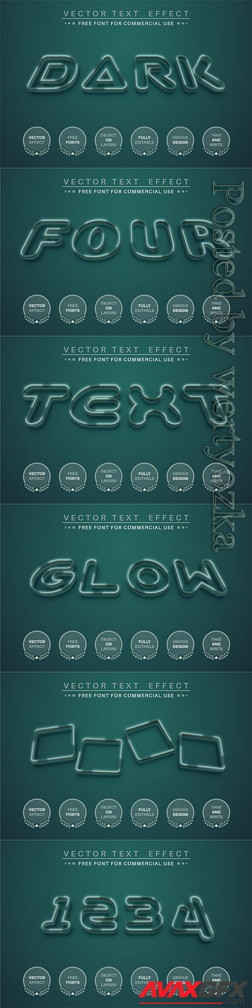 Dark green - editable text effect, font style