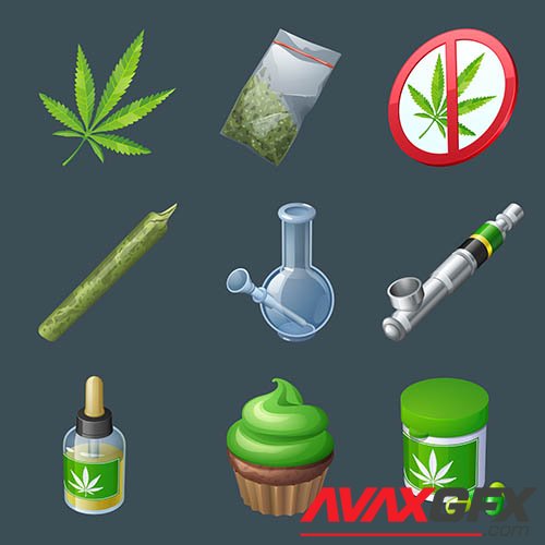 Set of cannabis production equipment object