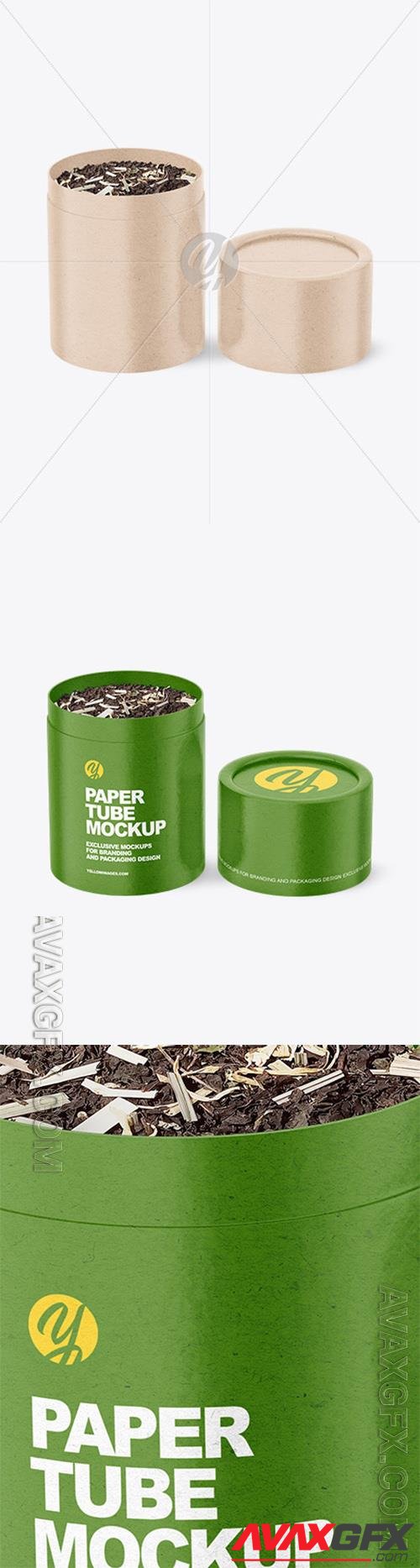 GLossy Kraft Paper Tube With Tea Mockup 86321 TIF