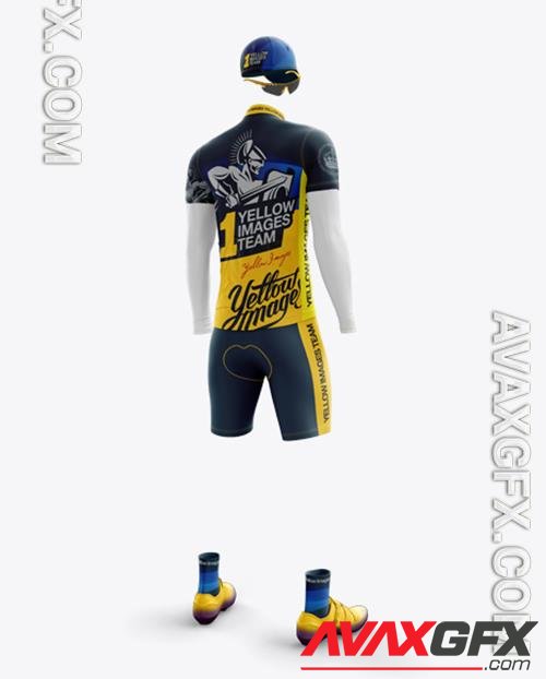 Men’s Full Cycling Kit with Cooling Sleeves Mockup (Hero Back Shot) 13055