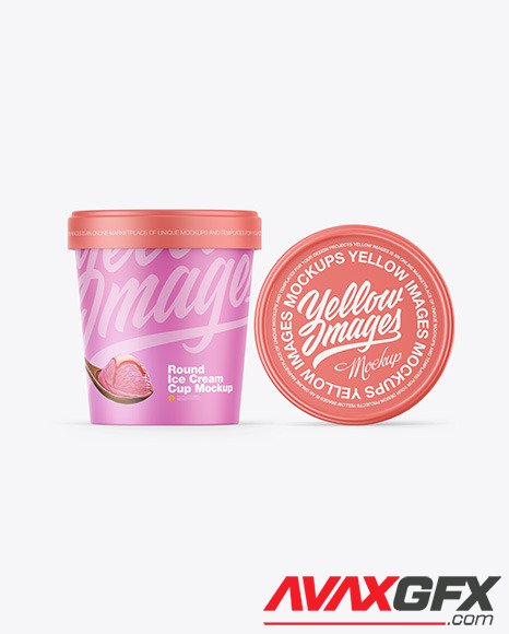 Two Matte Ice Cream Cups Mockup 86723