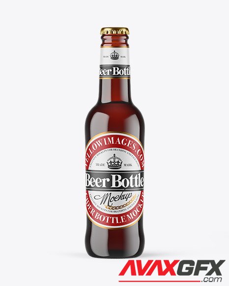 Dark Amber Glass Beer Bottle Mockup 86854