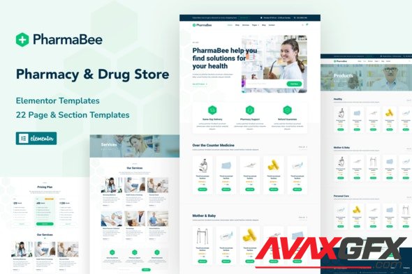 ThemeForest - PharmaBee v1.0.0 - Pharmacy & Drug Store Website Elementor Template Kit - 33374210